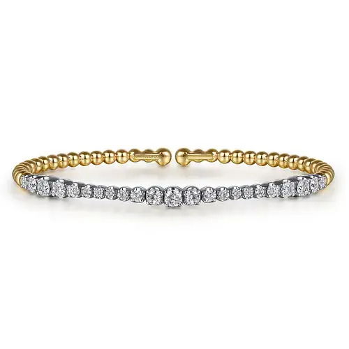 14K YG/WG 23 BR DIA'S 1.02CTW BUJUKAN BEADS & GRADUATING DIAMOND SPLIT BANGLE BRACELET -S2069392 14K YG/WG 23 BR DIA'S 1.02CTW BUJUKAN BEADS & GRADUATING DIAMOND SPLIT BANGLE BRACELET