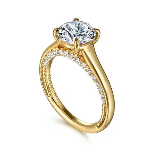 14K YG 34 BR DIA'S 0.34CTW PROFILE ACCENTED SOLITAIRE SEMI-MOUNT