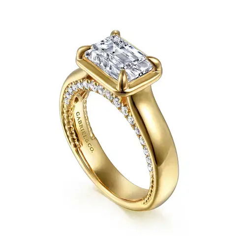 14K YG 34 BR DIA'S 0.35CTW PROFILE ACCENTED SOLITAIRE SEMI-MOUNT