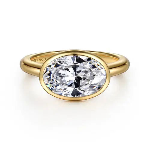 14K YG OVAL BEZEL SET SOLITAIRE MOUNTING