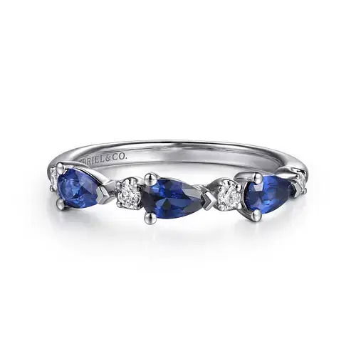 14K WG 3 PS SAPH 0.64CTW & 4 BR DIA'S 0.10CTW FASHION RING -S2069377 14K WG 3 PS SAPH 0.64CTW & 4 BR DIA'S 0.10CTW FASHION RING