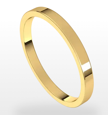 14K YG 3MM FLAT POLISHED BAND