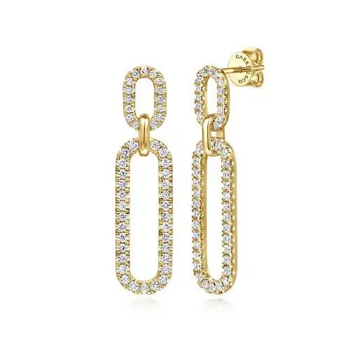 14K YG 96BR DIA'S 1.20CTW ELONGATED LINK DROP EARRINGS -S2069397 14K YG 96BR DIA'S 1.20CTW ELONGATED LINK DROP EARRINGS