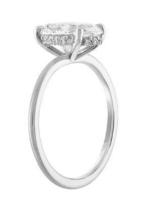 14KWG 16 BR LAB GROWN DIA'S 0.12CT HIDDEN HALO SOLITAIRE W/ 4.00CT BR LAB GROWN DIAMOND ENGAGEMENT RING