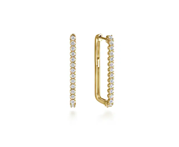 14KYG 30 ROUND DIA'S 0.76CTW "PAPERCLIP" HOOP EARRINGS 14KYG 30 ROUND DIA'S 0.76CTW "PAPERCLIP" HOOP EARRINGS