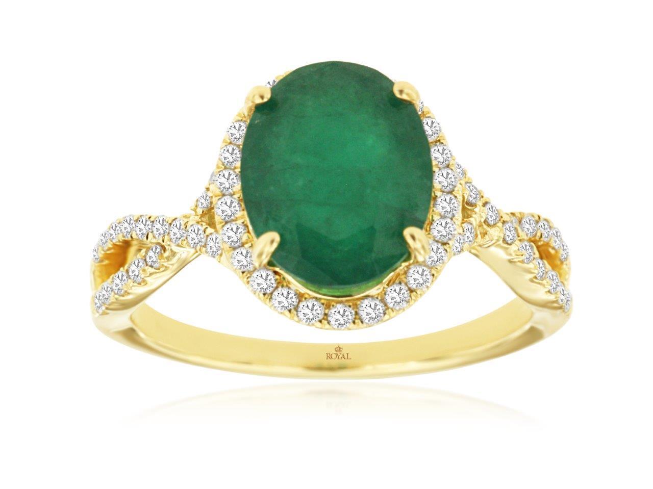 14KYG 2.40CT EMERALD & 58 DIA'S 0.30CTW CRISS-CROSS HALO FASHION RING 14KYG 2.40CT EMERALD & 58 DIA'S 0.30CTW CRISS-CROSS HALO FASHION RING