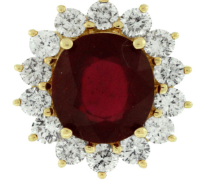 14KYG 5.75CT RUBY & 14 BR DIA'S 1.90CTW HALO FASHION RING 14KYG 5.75CT RUBY & 14 BR DIA'S 1.90CTW HALO FASHION RING