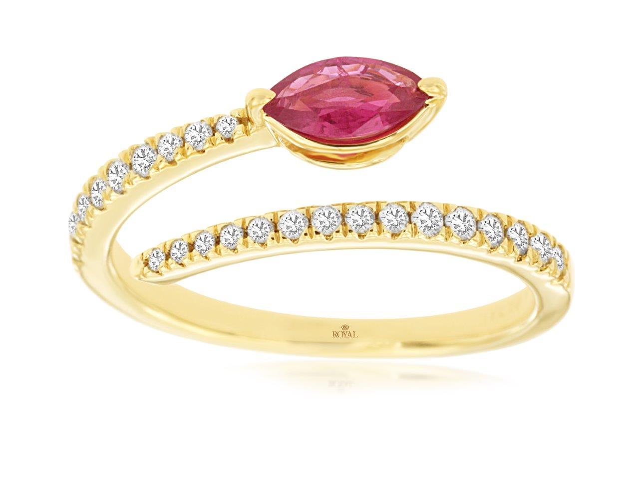 14KYG 0.40CT RUBY & 23 DIA'S 0.24CTW FASHION RING