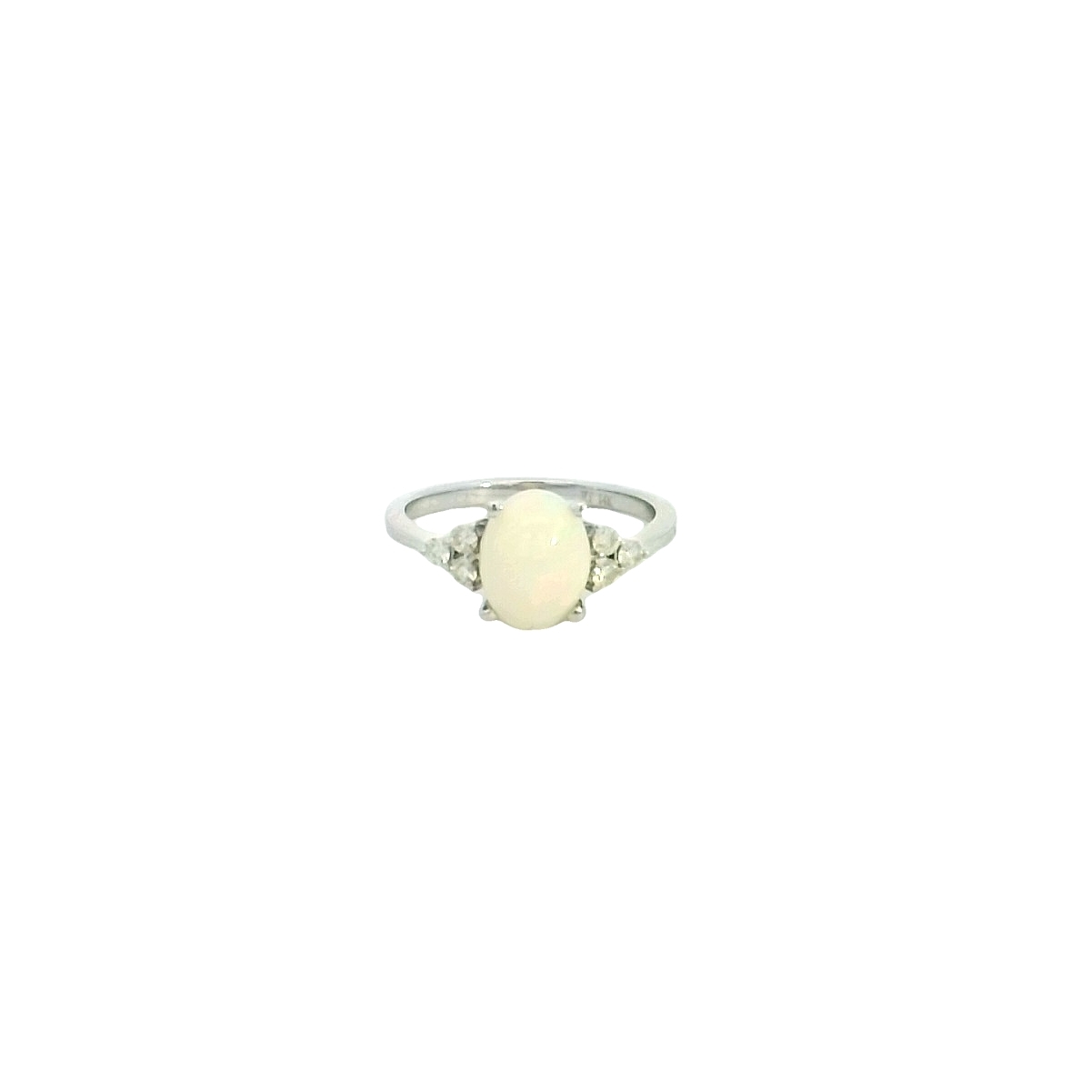 14KWG 1.10CT OPAL & 6 DIA'S 0.15CTW FASHION RING