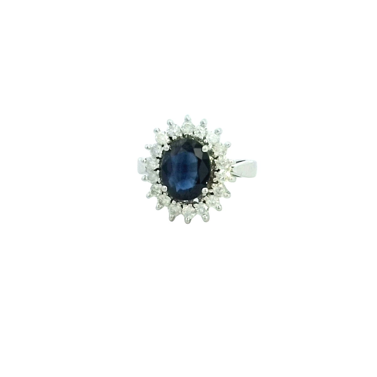 14KWG 3.00CT SAPH 18 DIA'S 0.81CTW FASHION HALO RING 14KWG 3.00CT SAPH 18 DIA'S 0.81CTW FASHION HALO RING