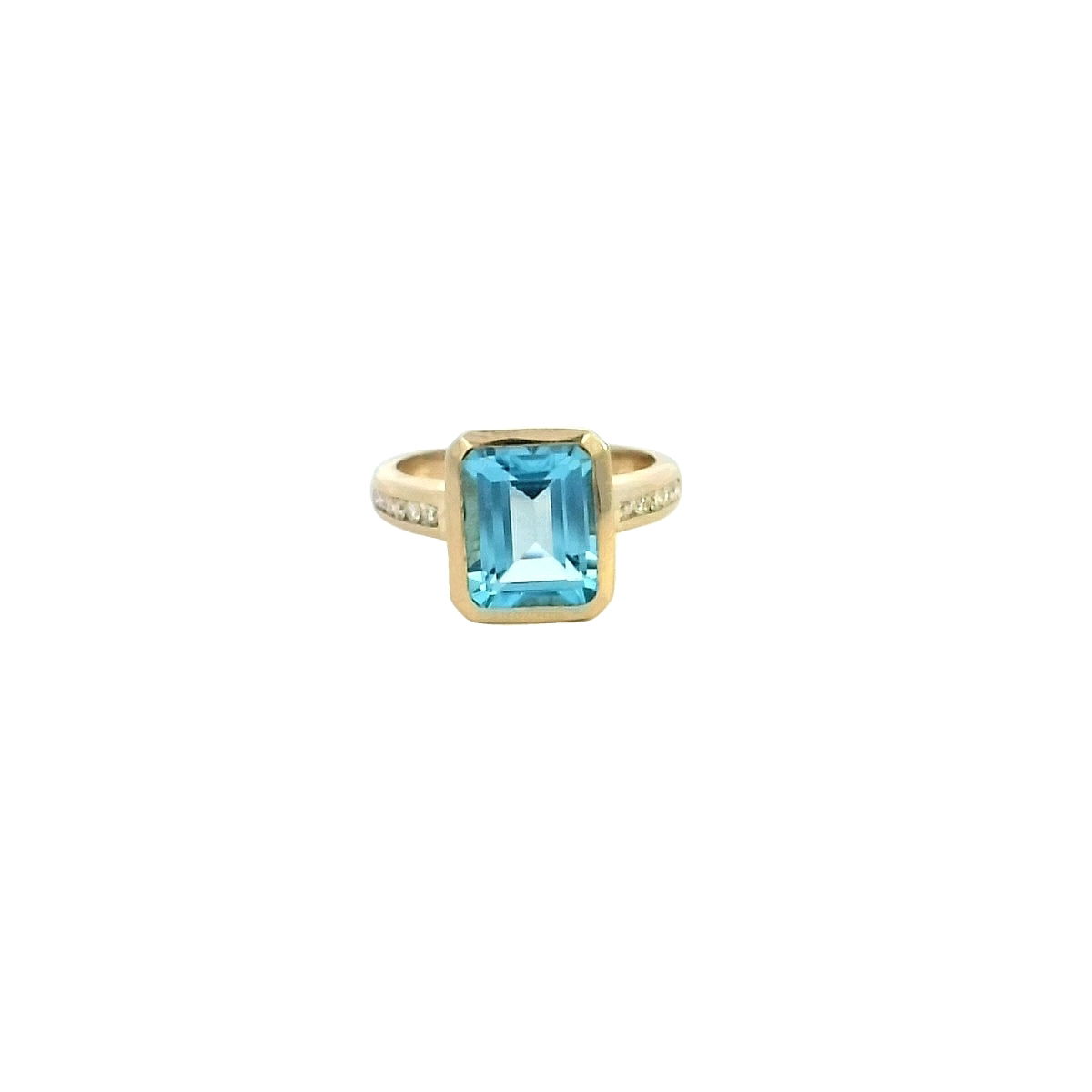 14KYG 4.00CT BLTPZ & 10 DIA'S 0.13CTW BEZEL/CHANNEL SET FASHION RING 14KYG 4.00CT BLTPZ & 10 DIA'S 0.13CTW BEZEL/CHANNEL SET FASHION RING