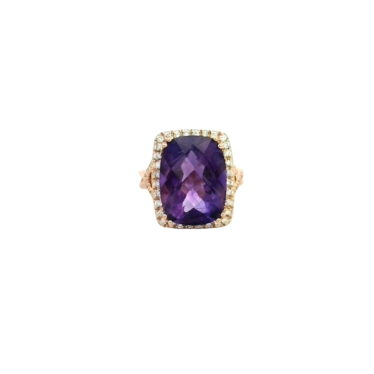14KRG 9.50CT AMETHYST & 46 DIA'S 0.40CTW HALO FASHION RING 14KRG 9.50CT AMETHYST & 46 DIA'S 0.40CTW HALO FASHION RING