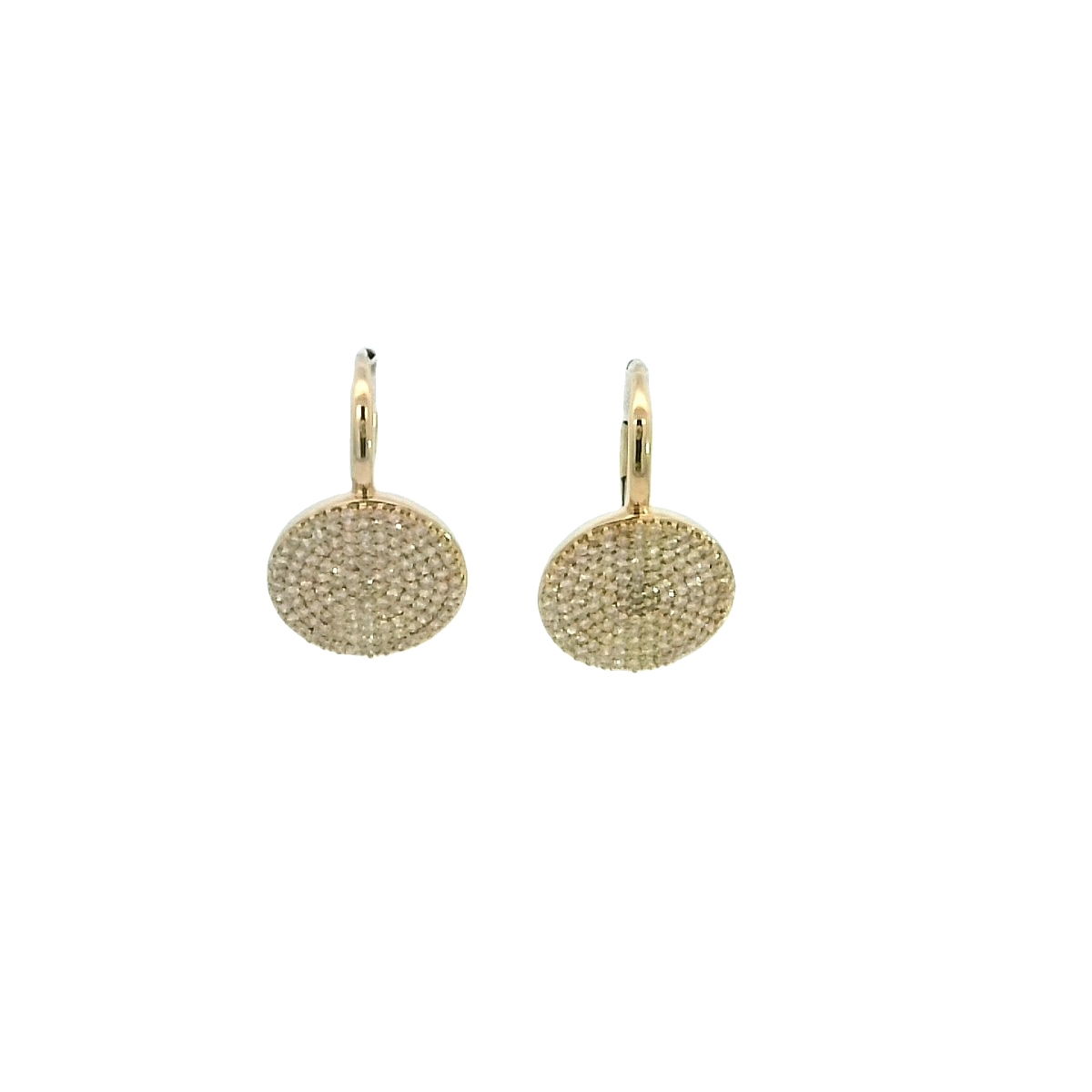 14KYG 254 S/C DIA'S 0.75CTW PAVE SET FASHION LEVER BACK EARRINGS