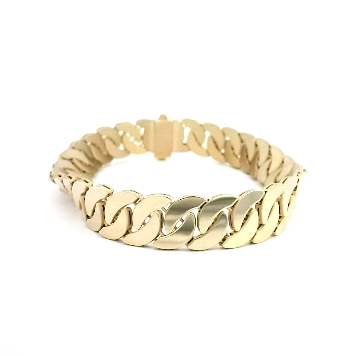 14KYG 11MM SOLID POLISHED YING YANG DESIGN BRACELET- 8.5"