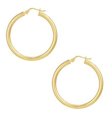 14KYG POLISHED 2x20MM TUBE HOOP EARRINGS