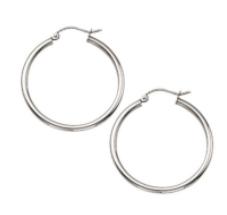 14KWG POLISHED 2x20MM TUBE HOOP EARRINGS