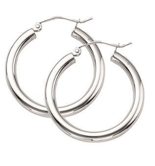 14KWG POLISHED 3x25MM TUBE HOOP EARRINGS