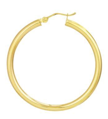 14KYG POLISHED 3x40MM TUBE HOOP EARRINGS