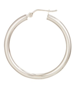 14KWG POLISHED 3x40MM TUBE HOOP EARRINGS