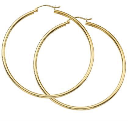 14KYG POLISHED 3x50MM TUBE HOOP EARRINGS