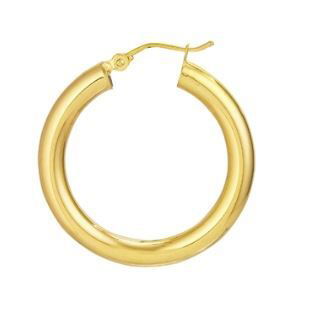 14KYG POLISHED 4x30MM TUBE HOOP EARRINGS