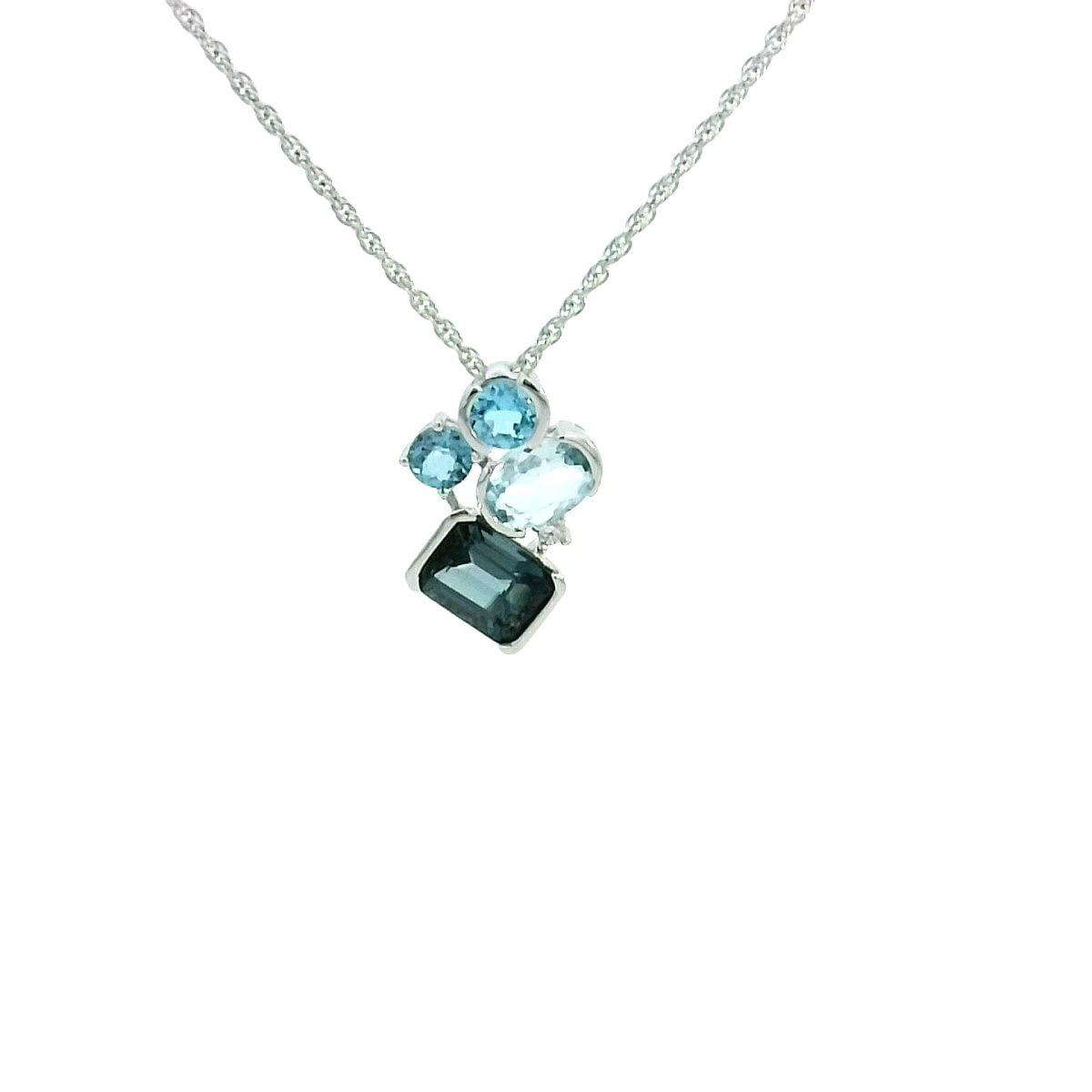14KWG 3.08CTW BLTPZ & 1 DIA FASHION PENDANT W/ 18" CHAIN 14KWG 3.08CTW BLTPZ & 1 DIA FASHION PENDANT W/ 18" CHAIN