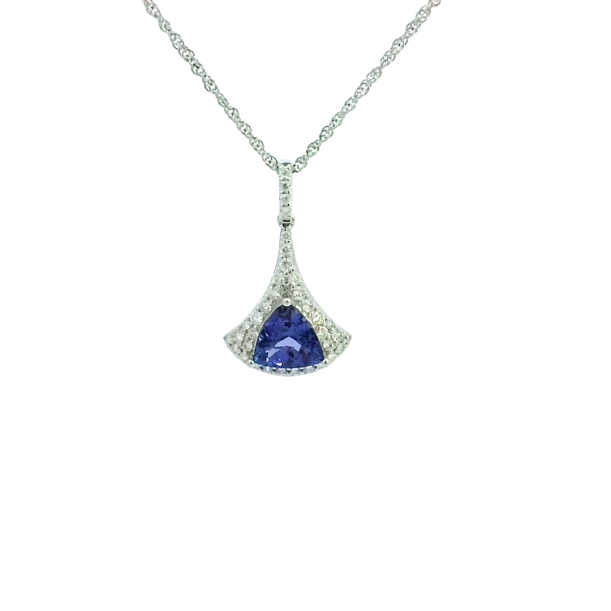 14KWG 1.40CT TANZ & 35 DIA'S FASHION PENDANT W/ 18" CHAIN
