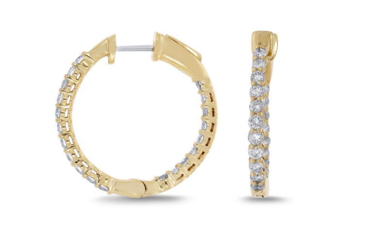 14KYG 54 BR LG DIA'S 2.05CTW INSIDE/OUT ROUND HOOP EARRINGS