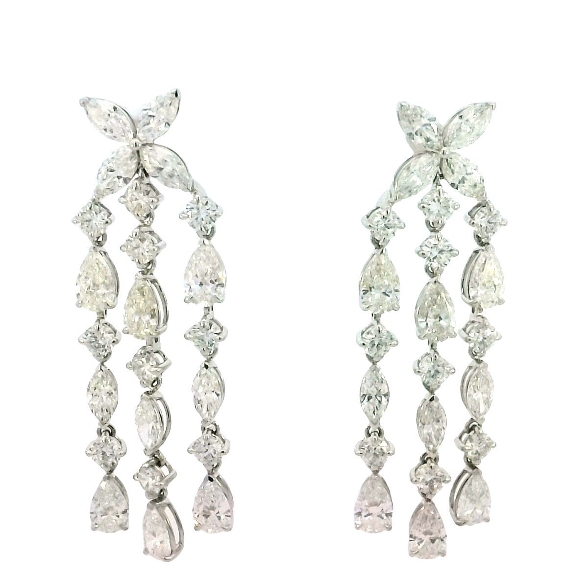 14KWG 14 MQ LG DIA'S 6.00CTW 12 PS LG DIA'S 8.90CTW & 20 RD LG DIA'S 5.42CTW FASHION DANGLE EARRINGS