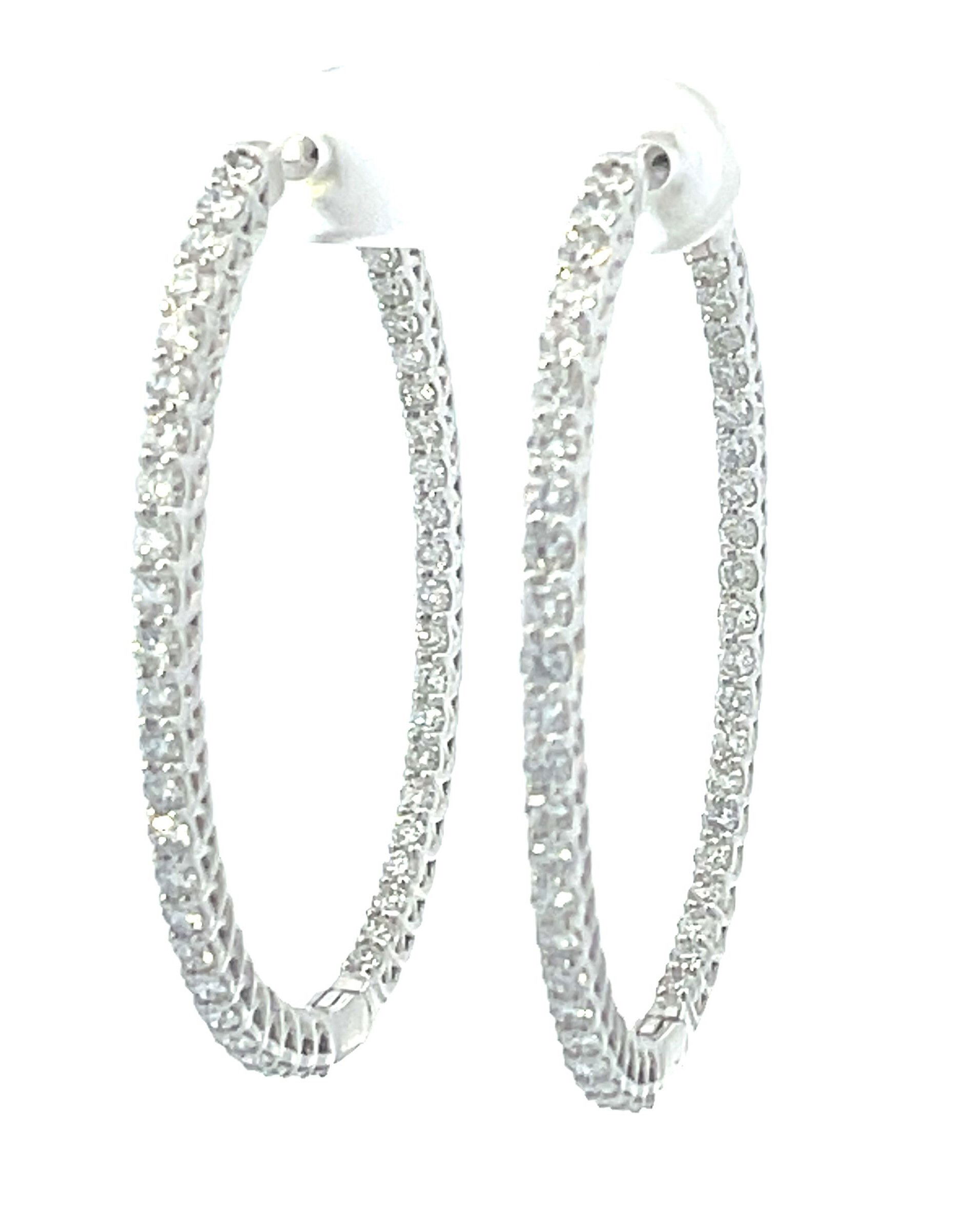 14KWG 100 RD LG DIA'S 1.90CTW ROUND INSIDE/OUT HOOP EARRINGS