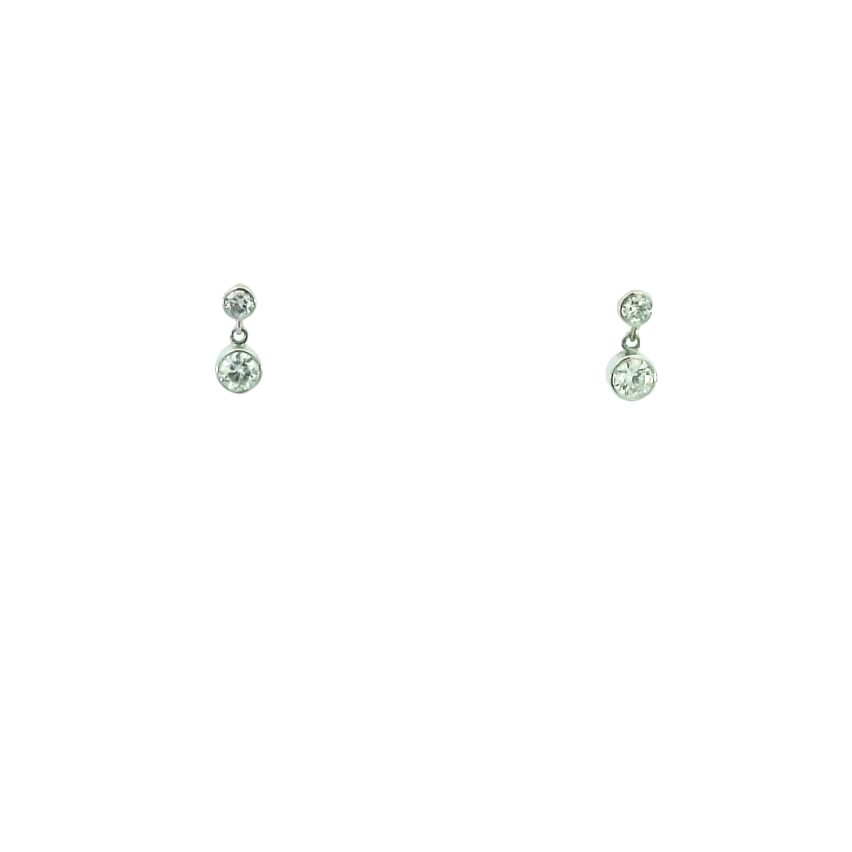 14KWG 4 RD LG DIA'S 0.50CTW BEZEL SET DANGLE FASHION EARRINGS