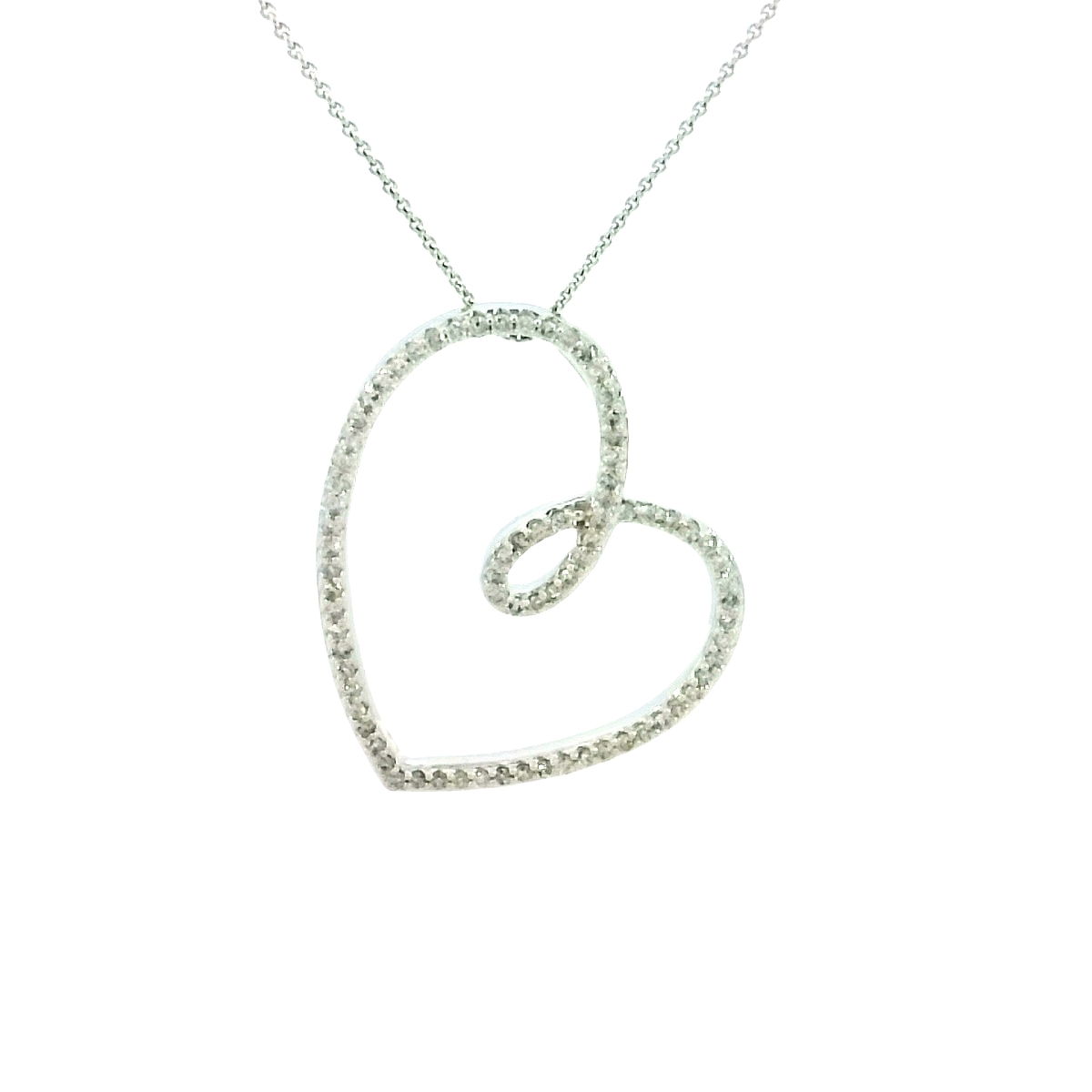 14KWG HEART PENDANT W/ 78 ROUND DIAMONDS 0.50TCW ON 20" CABLE LINK CHAIN 14KWG HEART PENDANT W/ 78 ROUND DIAMONDS 0.50TCW ON 20" CABLE LINK CHAIN