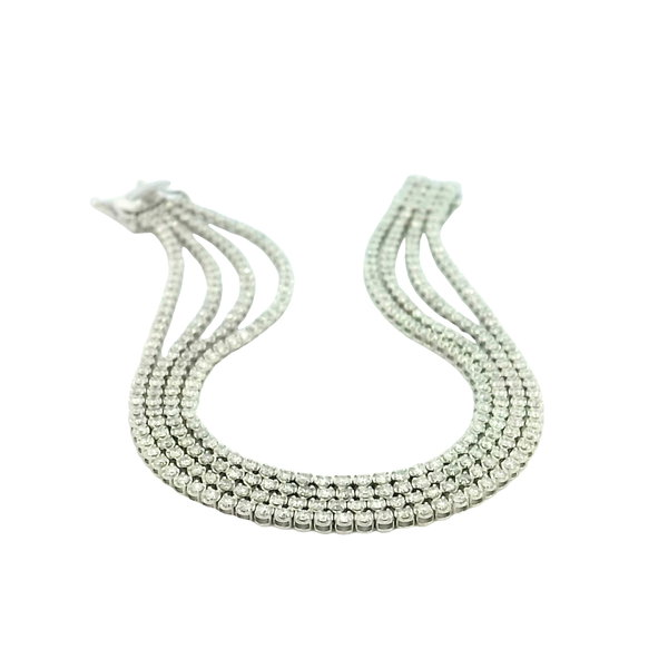 14KWG 4-ROW 7.5" TENNIS BRACELET W/ 336 ROUND DIAMONDS 5.05TCW