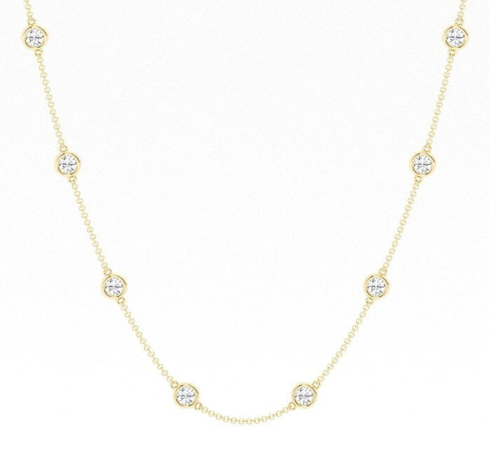 14K YELLOW GOLD 18" STATION NECKLACE W/ 10 ROUND DIAMONDS 1.00TCW 14K YELLOW GOLD 18" STATION NECKLACE W/ 10 ROUND DIAMONDS 1.00TCW