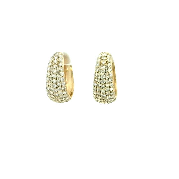Closeup photo of 14K YELLOW DIAMOND HOOPS W/ 140 ROUND DIAMONDS 2.01CT