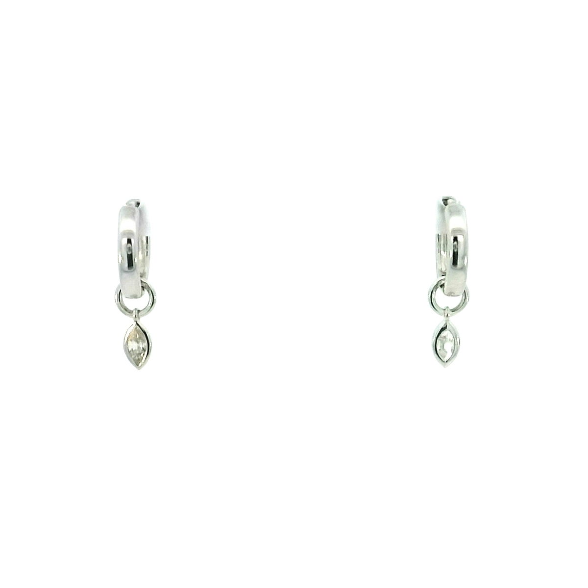 14K WHITE GOLD HOOP EARRINGS W/ 2 MARQUISE DIAMOND DANGLE CHARMS 0.30TCW 14K WHITE GOLD HOOP EARRINGS W/ 2 MARQUISE DIAMOND DANGLE CHARMS 0.30TCW