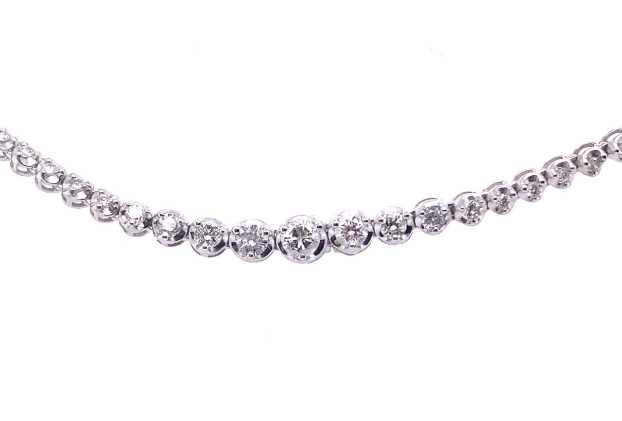 14K WHITE GOLD RIVIERA NECKLACE 18" W/ 73 ROUND DIAMONDS 2.08TCW 14K WHITE GOLD RIVIERA NECKLACE 18" W/ 73 ROUND DIAMONDS 2.08TCW