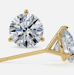 Closeup photo of 14KYG MARTINI-SET LAB GROWN DIAMOND STUDS W/ 2 ROUND LAB GROWN DIAMONDS 3.05CT