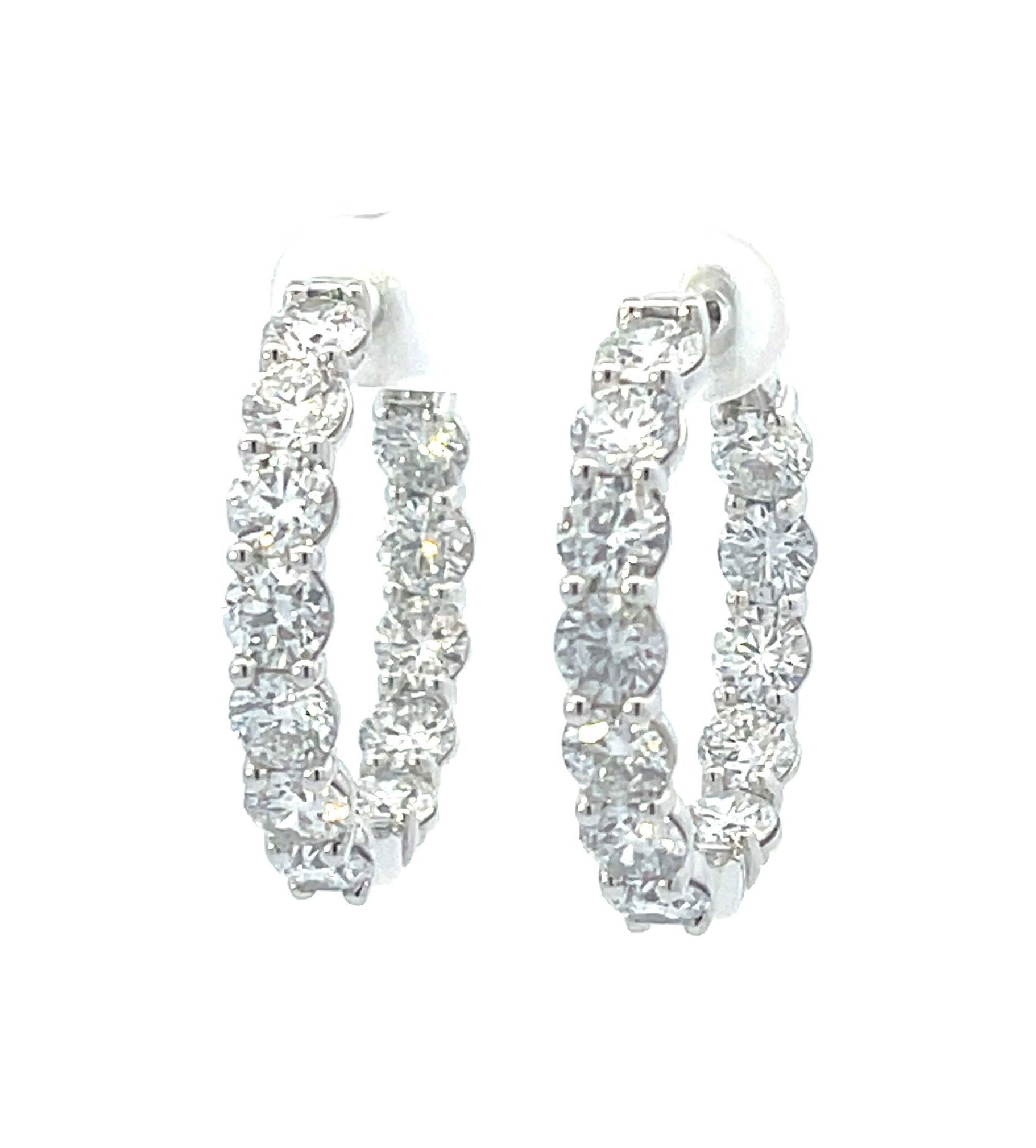 1K WHITE GOLD INSIDE-OUT HOOPS W/ 16 ROUND LAB GROWN DIAMONDS 4.84TCW 1K WHITE GOLD INSIDE-OUT HOOPS W/ 16 ROUND LAB GROWN DIAMONDS 4.84TCW