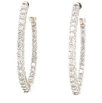 Closeup photo of 14KWG INSIDE-OUT OVAL HOOP EARRING W/ 60 ROUND LAB GROWN DIAMONDS 1.92TCW