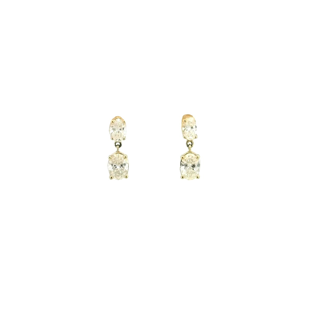 14K YELLOW GOLD FASHION DANGLE EARRINGS W/ 4 OVAL LAB GROWN DIAMONDS 1.66TCW 14K YELLOW GOLD FASHION DANGLE EARRINGS W/ 4 OVAL LAB GROWN DIAMONDS 1.66TCW