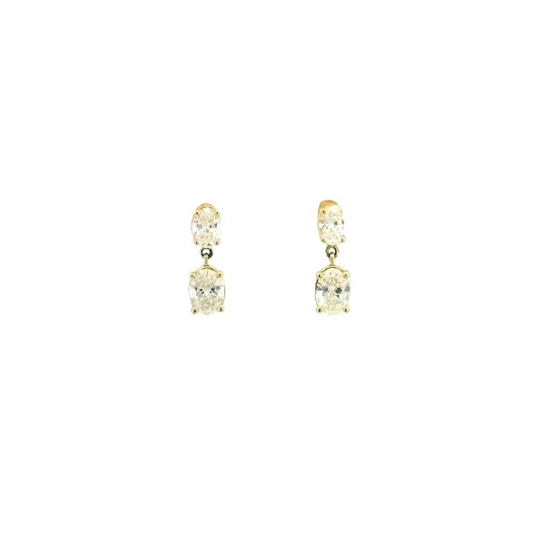 Closeup photo of 14K YELLOW GOLD FASHION DANGLE EARRINGS W/ 4 OVAL LAB GROWN DIAMONDS 1.66TCW