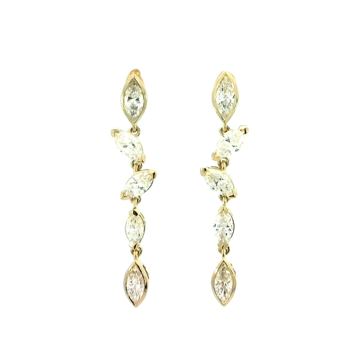 14K YELLOW GOLD FASHION DANGLE EARRINGS W/ 10 MARQUISE LAB GROWN DIAMONDS 4.06TCW 14K YELLOW GOLD FASHION DANGLE EARRINGS W/ 10 MARQUISE LAB GROWN DIAMONDS 4.06TCW