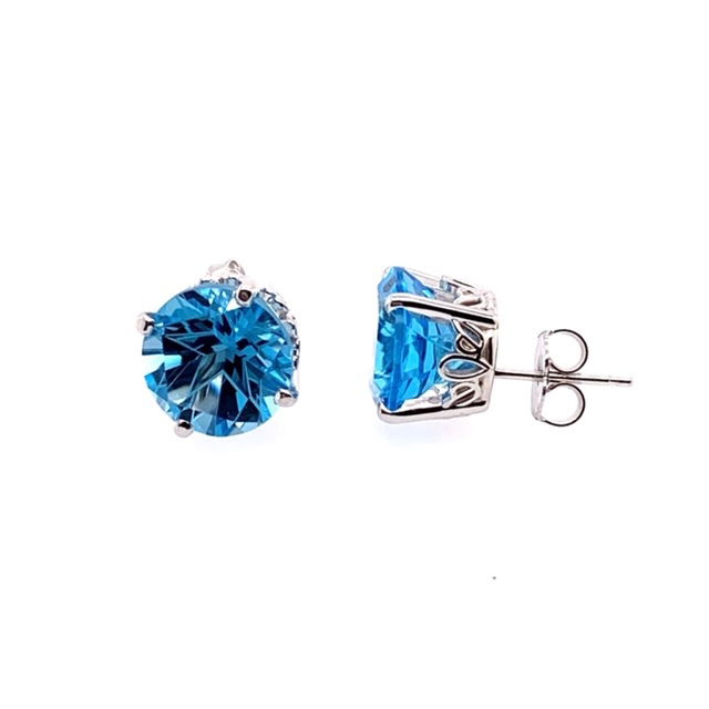 STERLING SILVER 7MM TEXAS STAR CUT BLUE TOPAZ SCROLL STUD EARRINGS STERLING SILVER 7MM TEXAS STAR CUT BLUE TOPAZ SCROLL STUD EARRINGS