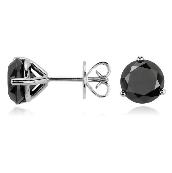 Closeup photo of 14KWG BLACK DIAMOND MARTINI-SET STUDS 7.0MM, 3.75CTW