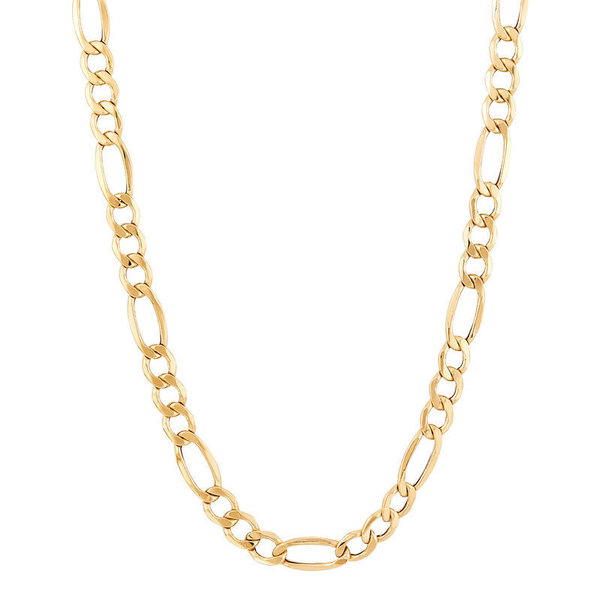 14KY 22" POL 7.2MM HEAVY HOLLOW BEVEL FIGARO CHAIN (120 GAUGE)