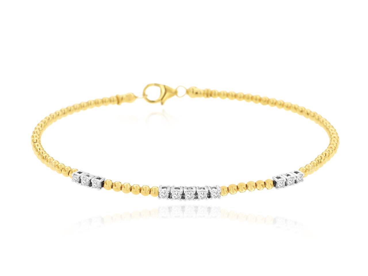14KYGWG 11 RD DIA'S 0.35CT FASHION BANGLE BRACELET W/ LOBSTER CLASP