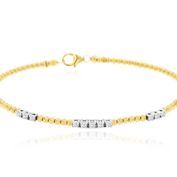 14KYGWG 11 RD DIA'S 0.35CT FASHION BANGLE BRACELET W/ LOBSTER CLASP