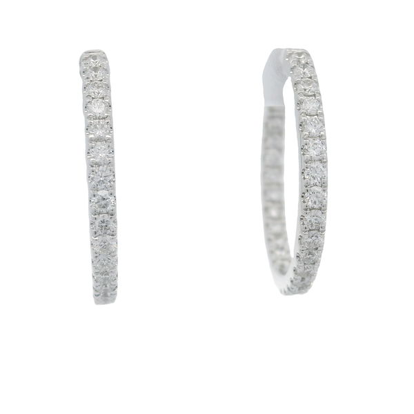 Closeup photo of 14KWG 52 BR DIAMONDS 1.08CT G/VS2 ROUND INSIDE OUT HOOPS