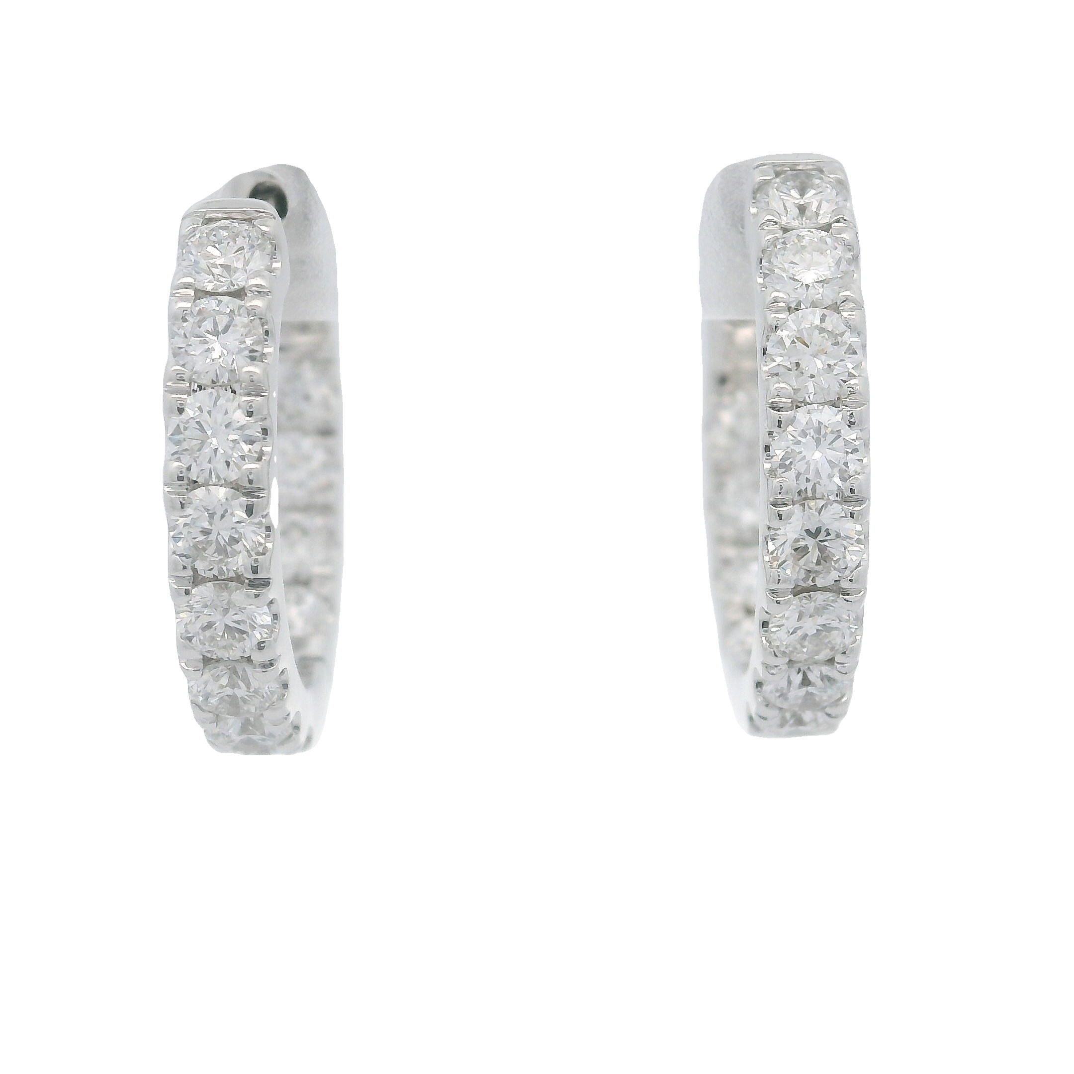 14KWG 24 BR DIAMONDS 2.00CT G/VS2 ROUND INSIDE OUT HOOP EARRINGS 14KWG 24 BR DIAMONDS 2.00CT G/VS2 ROUND INSIDE OUT HOOP EARRINGS